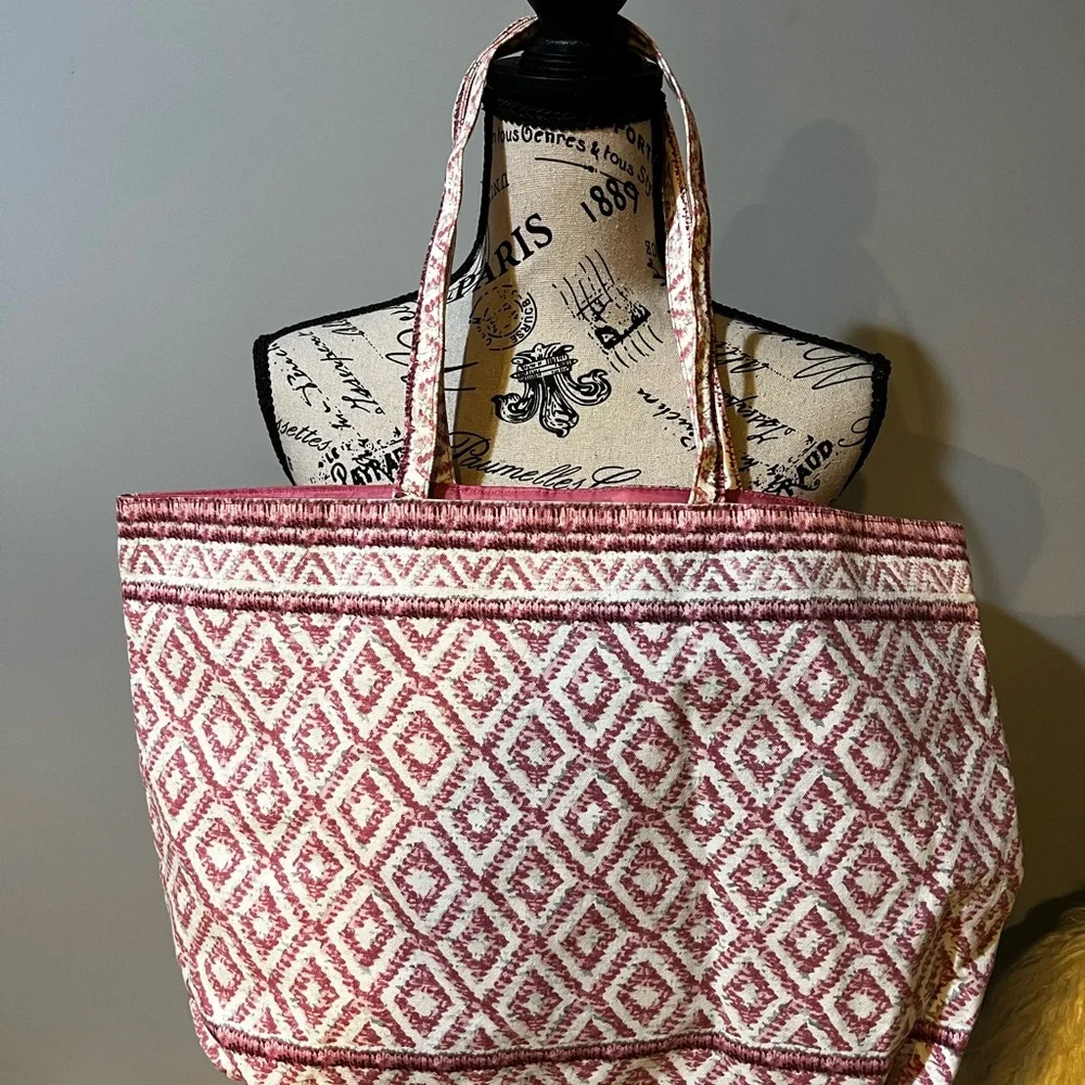 Estee Lauder Pink and Cream Patterned Tote - Picture 2 of 3